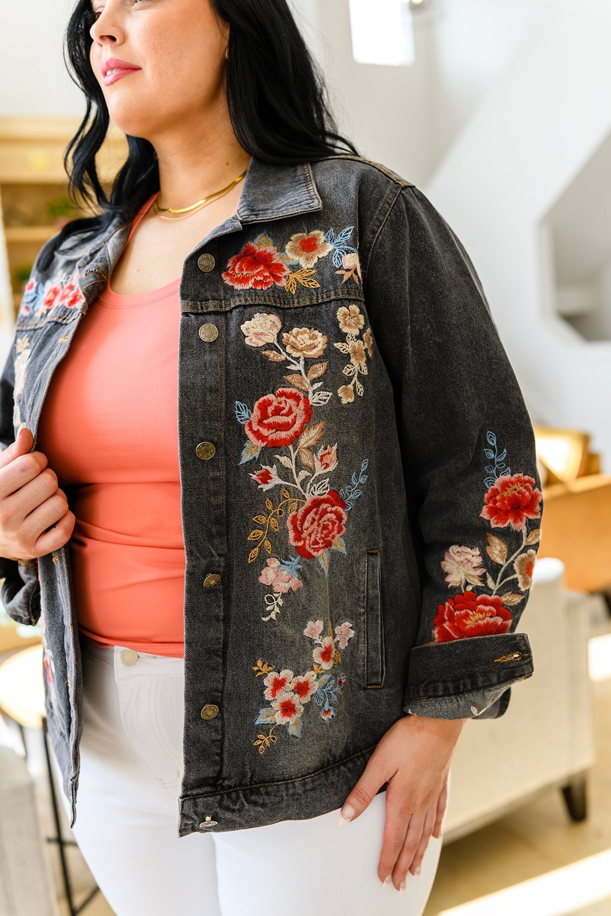 Lovely Visions Flower Embroidered Jacket - The Sapphire Star