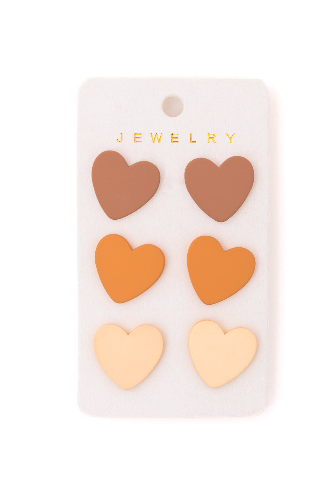 Triple Hearts Studs in Brown - The Sapphire Star