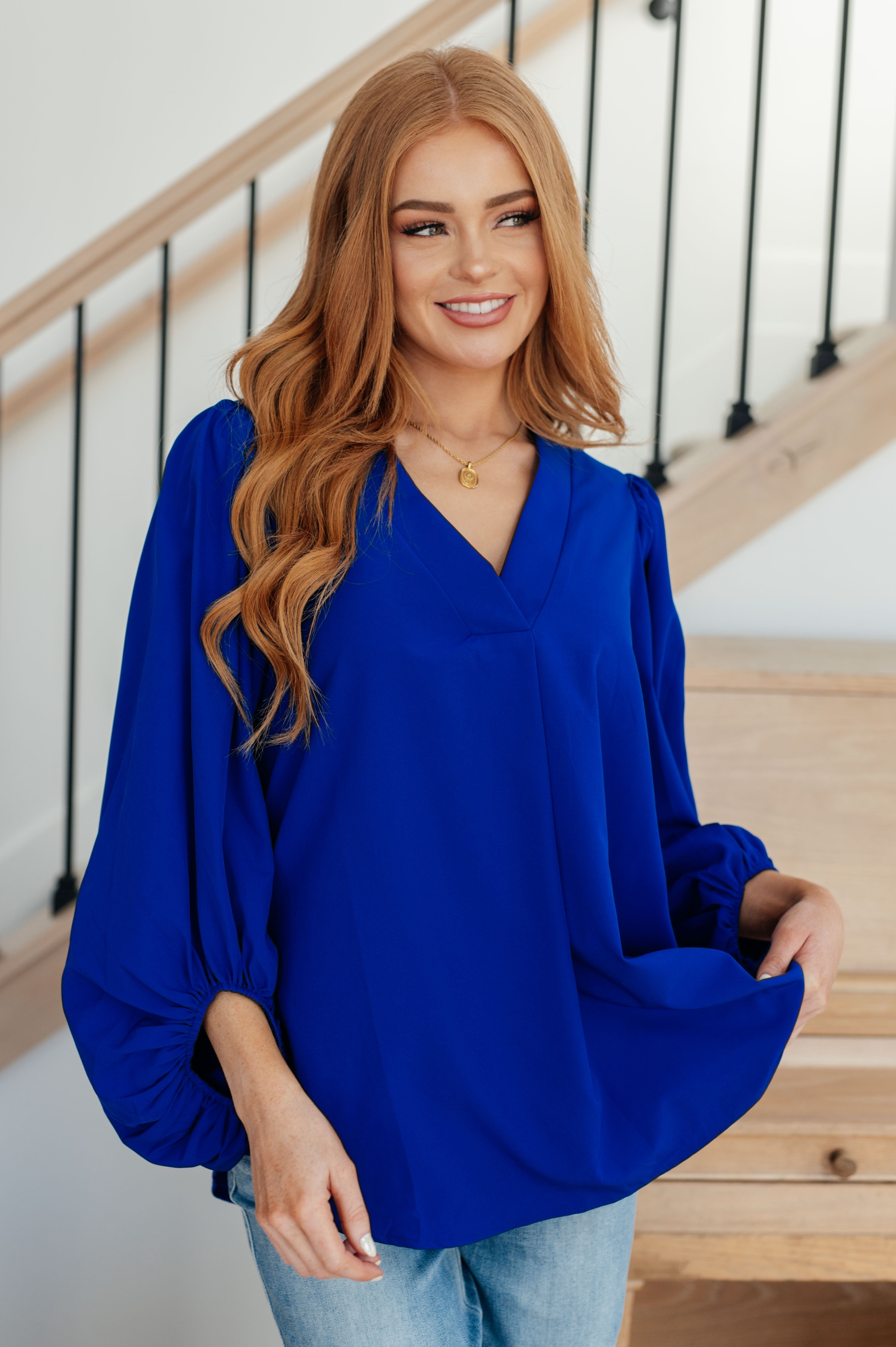 What Do You Say Balloon Sleeve Blouse - The Sapphire Star