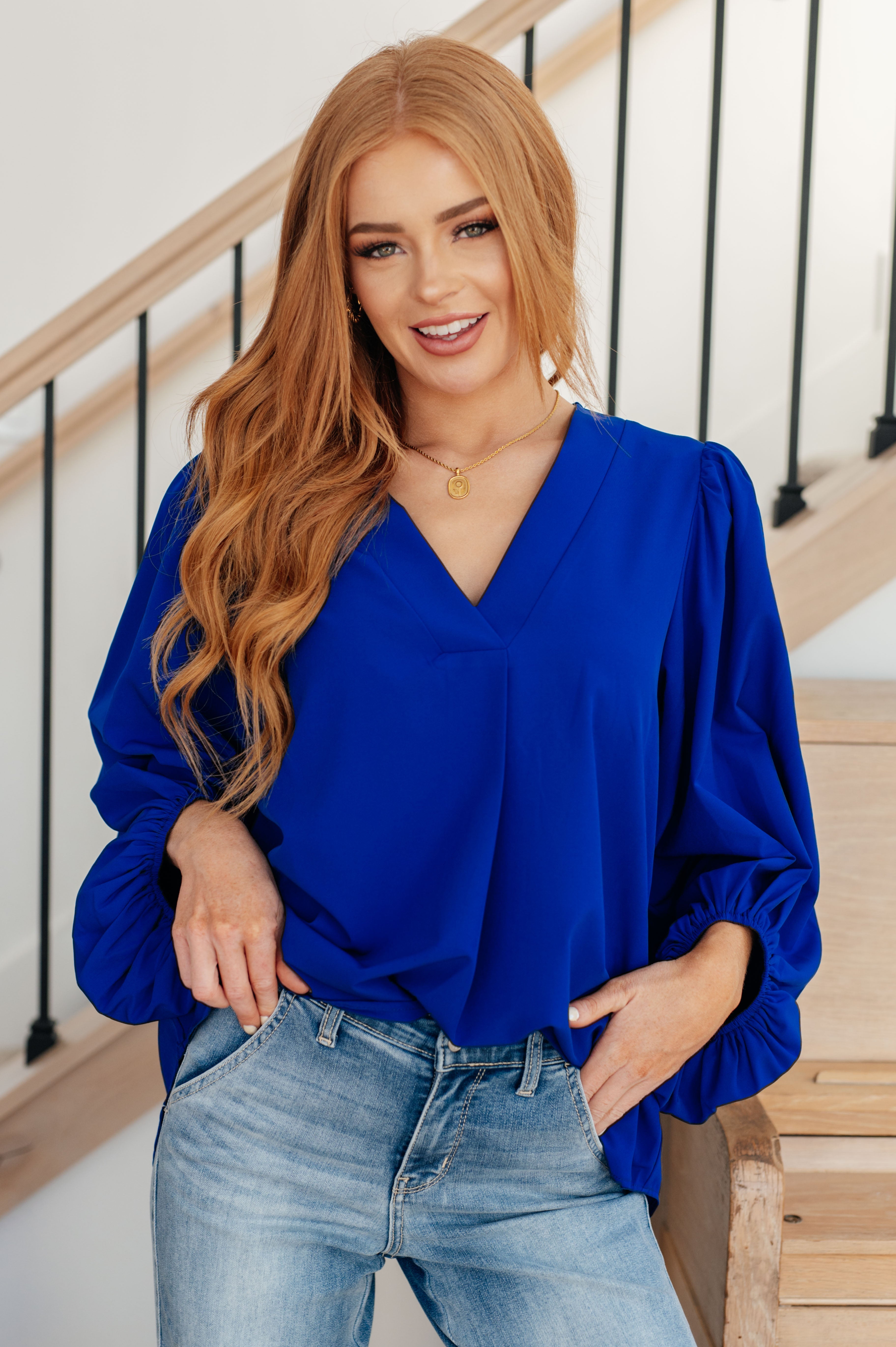 What Do You Say Balloon Sleeve Blouse - The Sapphire Star