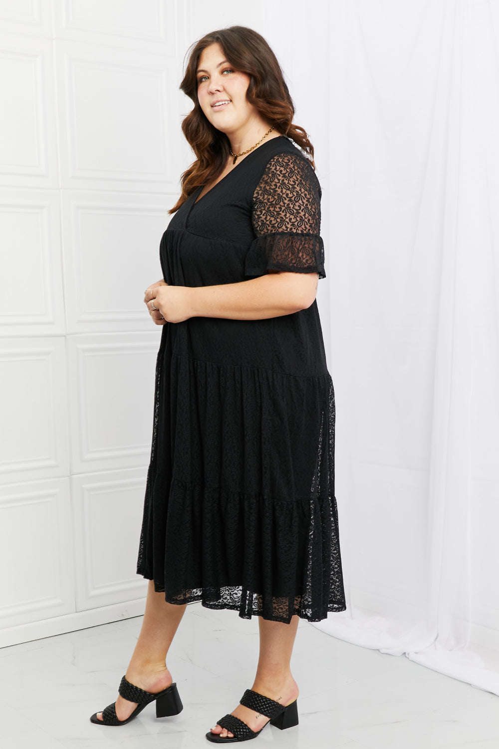 P & Rose Lovely Lace Full Size Tiered Dress - The Sapphire Star