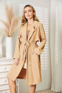 Culture Code Full Size Tied Trench Coat with Pockets - The Sapphire Star