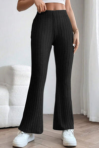 Basic Bae Full Size Ribbed High Waist Flare Pants - The Sapphire Star