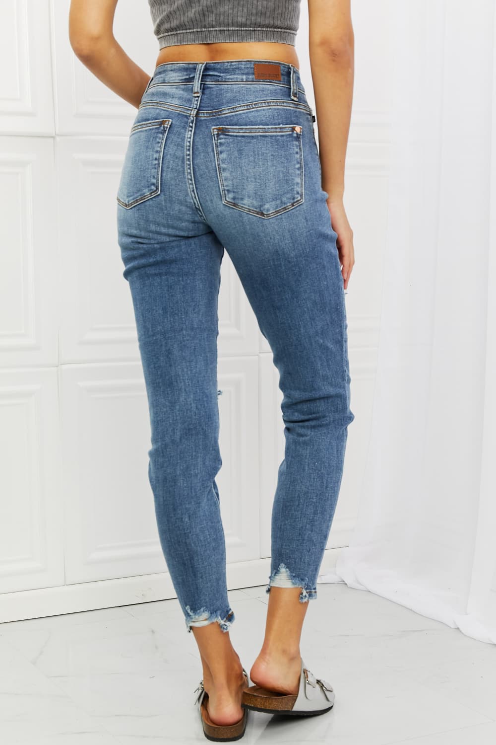 Judy Blue Dahlia Full Size Distressed Patch Jeans - The Sapphire Star