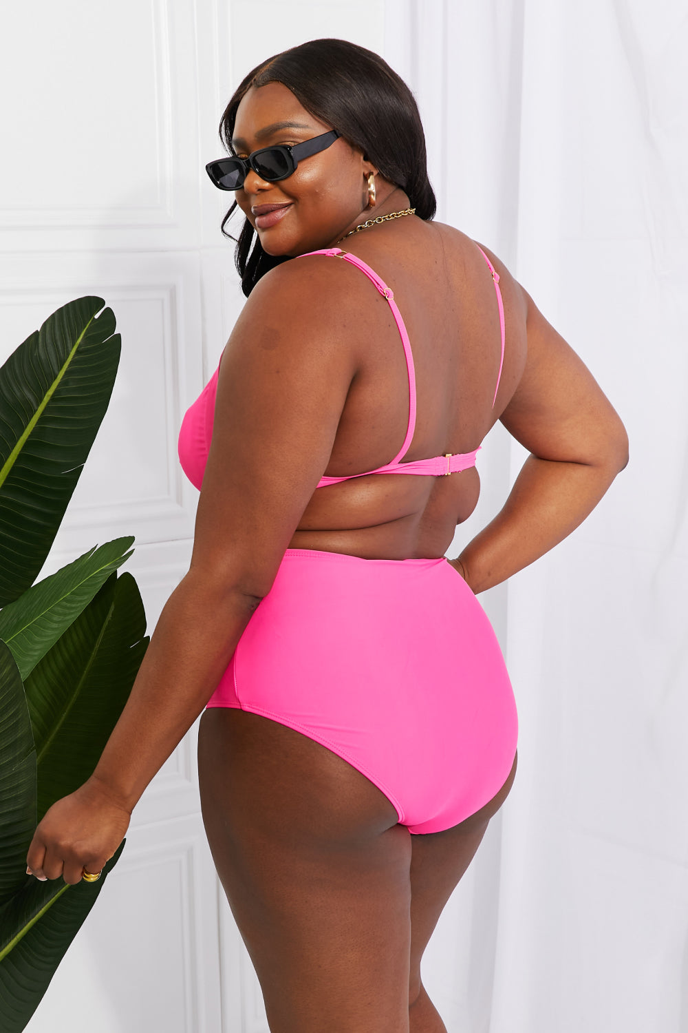 Marina West Swim Take A Dip Twist High-Rise Bikini in Pink - The Sapphire Star