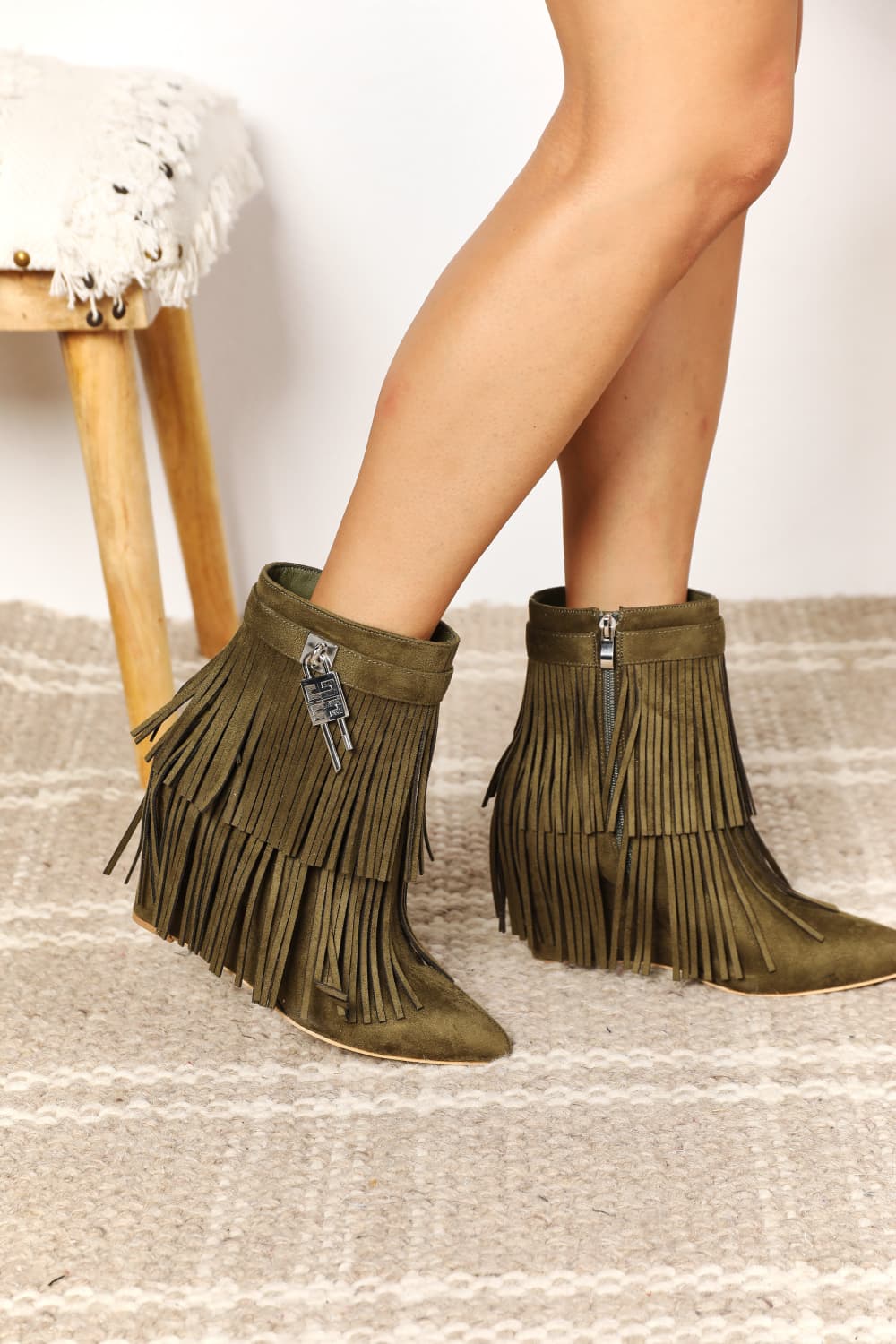 Legend Women's Tassel Wedge Heel Ankle Booties - The Sapphire Star