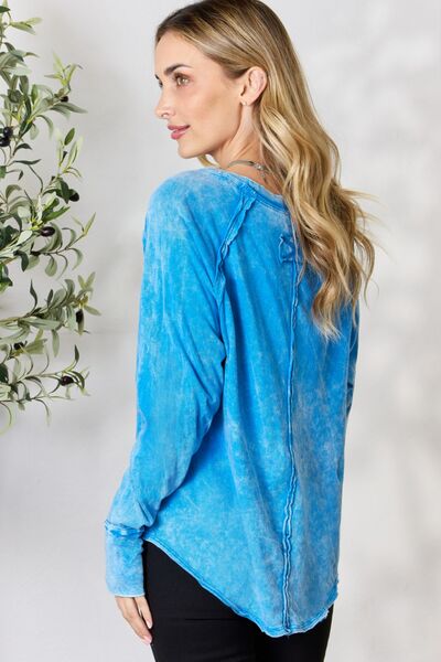 Zenana Round Neck Long Sleeve Top - The Sapphire Star