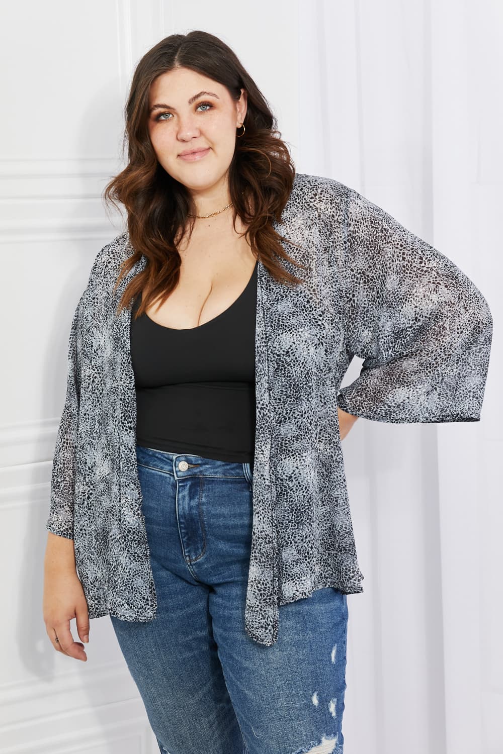 Melody Full Size Snake Print Chiffon Kimono - The Sapphire Star