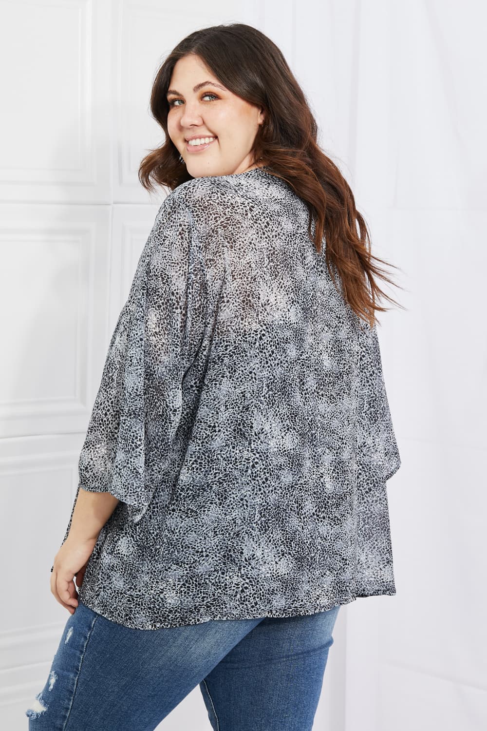 Melody Full Size Snake Print Chiffon Kimono - The Sapphire Star