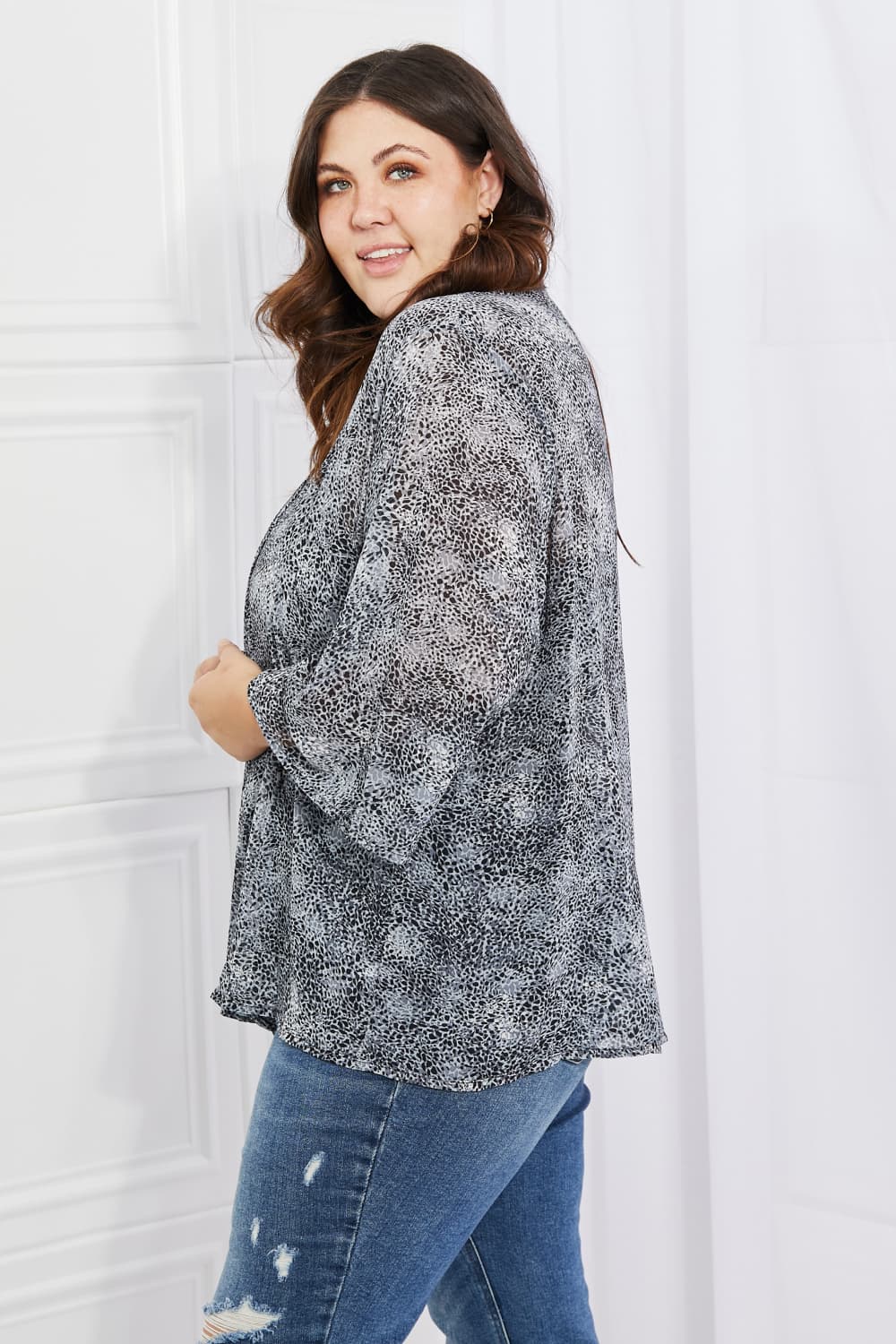 Melody Full Size Snake Print Chiffon Kimono - The Sapphire Star