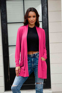 Basic Bae Full Size Open Front Long Sleeve Cardigan with Pockets - The Sapphire Star