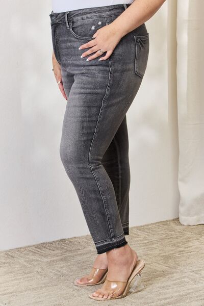 Judy Blue Full Size High Waist Tummy Control Release Hem Skinny Jeans - The Sapphire Star