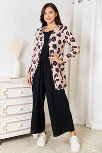 Double Take Printed Button Front Longline Cardigan - The Sapphire Star