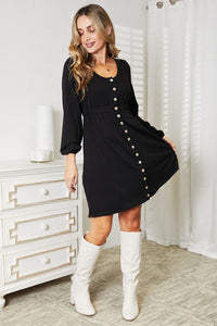 Double Take Scoop Neck Empire Waist Long Sleeve Magic Dress - The Sapphire Star
