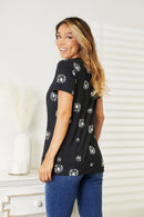 Double Take Dandelion Print Round Neck T-Shirt - The Sapphire Star