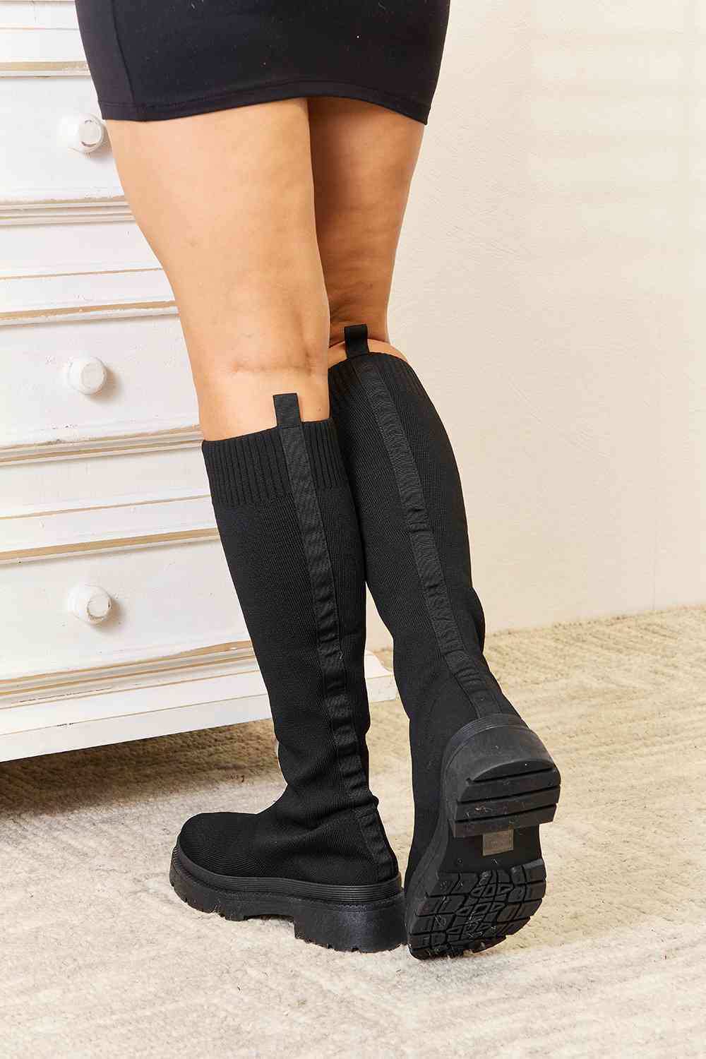 WILD DIVA Footwear Knee High Platform Sock Boots - The Sapphire Star