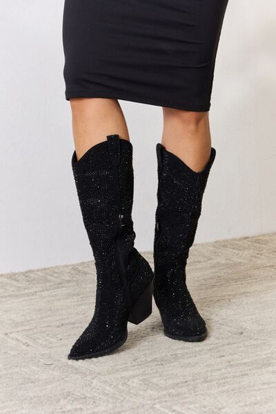 Forever Link Rhinestone Knee High Cowboy Boots - The Sapphire Star