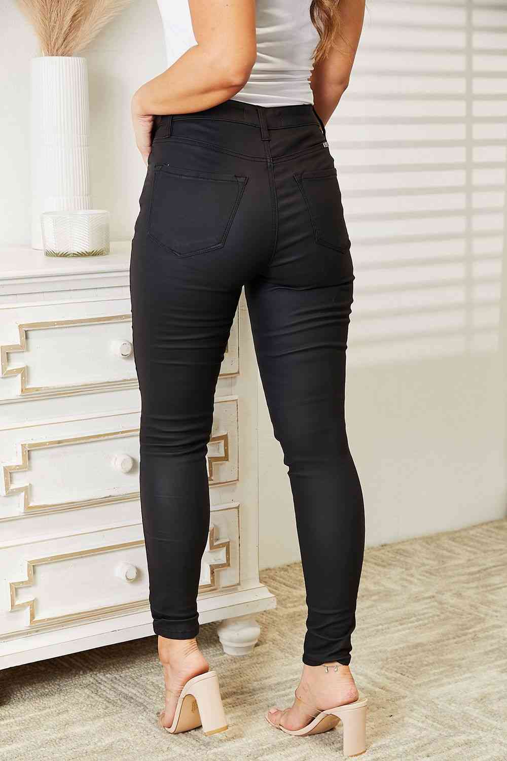 Kancan Full Size High Rise Black Coated Ankle Skinny Jeans - The Sapphire Star