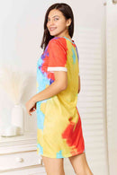 Double Take Tie-Dye V-Neck Twisted Dress - The Sapphire Star