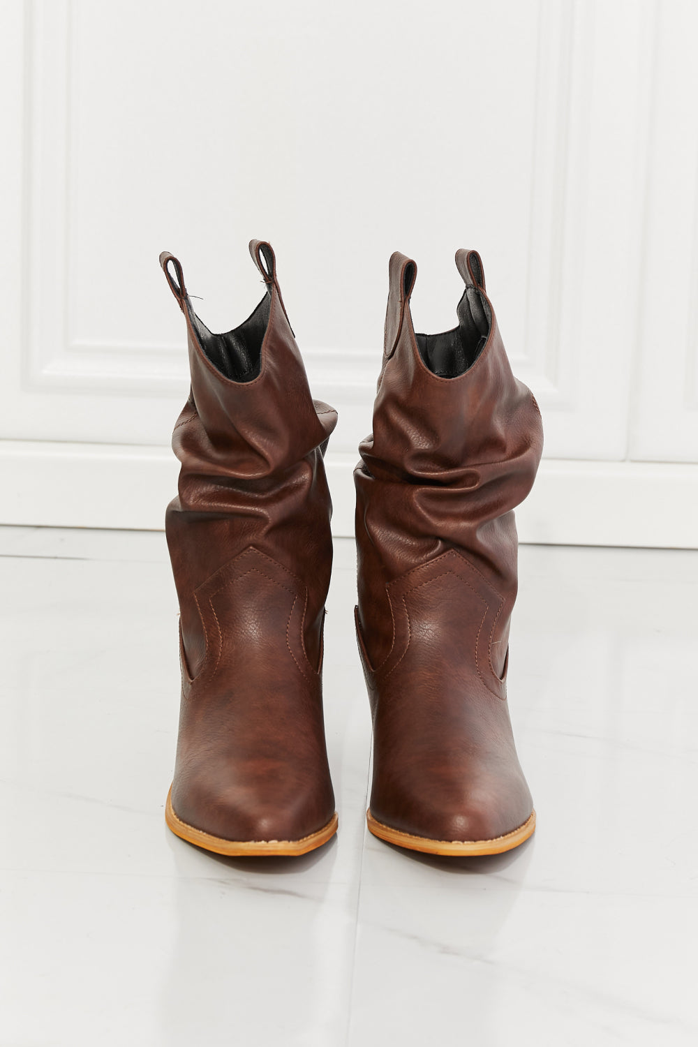 MMShoes Better in Texas Scrunch Cowboy Boots in Brown - The Sapphire Star