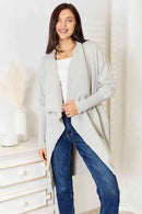 Double Take Open Front Duster Cardigan with Pockets - The Sapphire Star