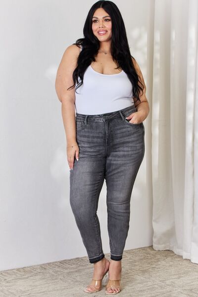 Judy Blue Full Size High Waist Tummy Control Release Hem Skinny Jeans - The Sapphire Star