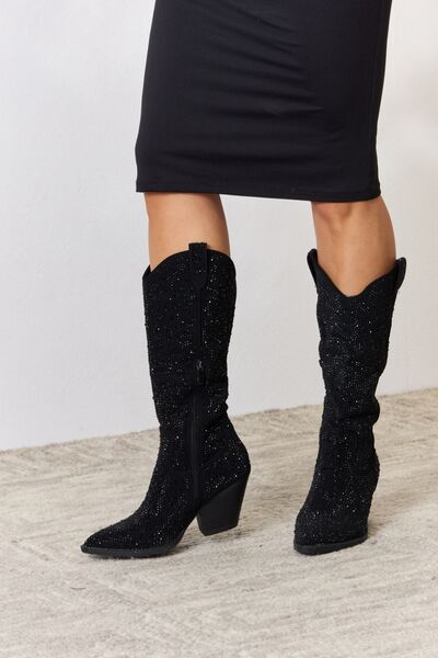 Forever Link Rhinestone Knee High Cowboy Boots - The Sapphire Star