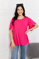 Yelete Full Size More Than Words Flutter Sleeve Top - The Sapphire Star