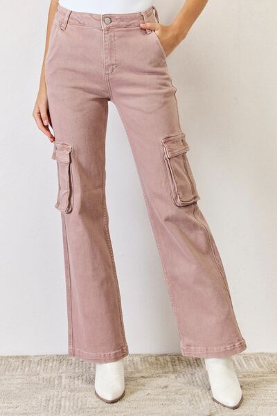 RISEN Full Size High Rise Cargo Wide Leg Jeans - The Sapphire Star