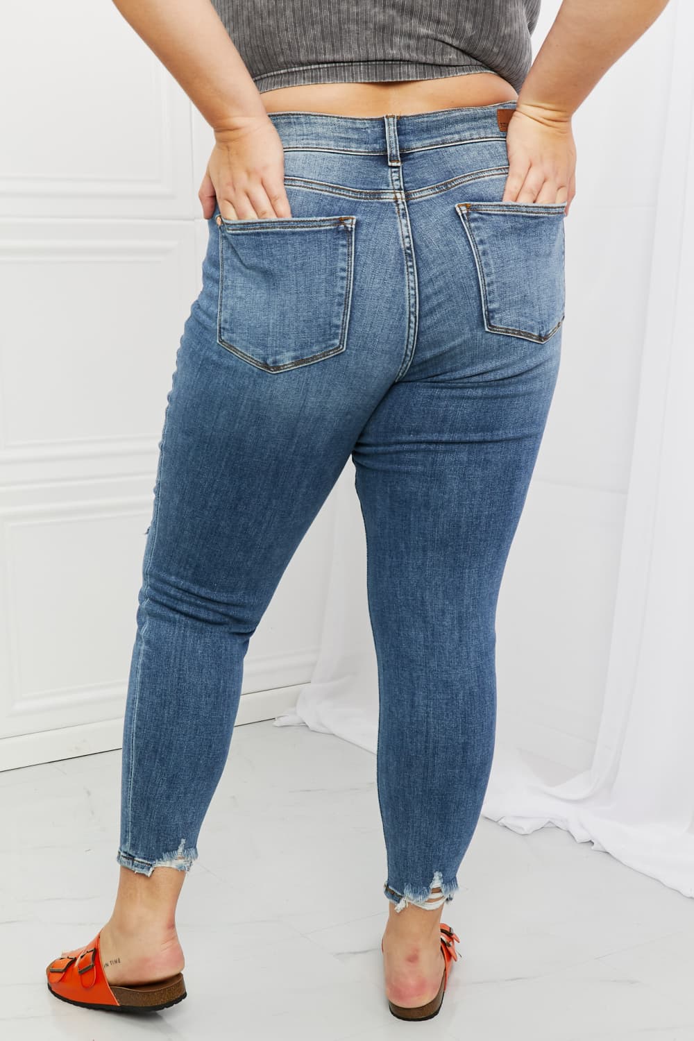 Judy Blue Dahlia Full Size Distressed Patch Jeans - The Sapphire Star