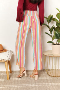 Double Take Striped Smocked Waist Pants with Pockets - The Sapphire Star