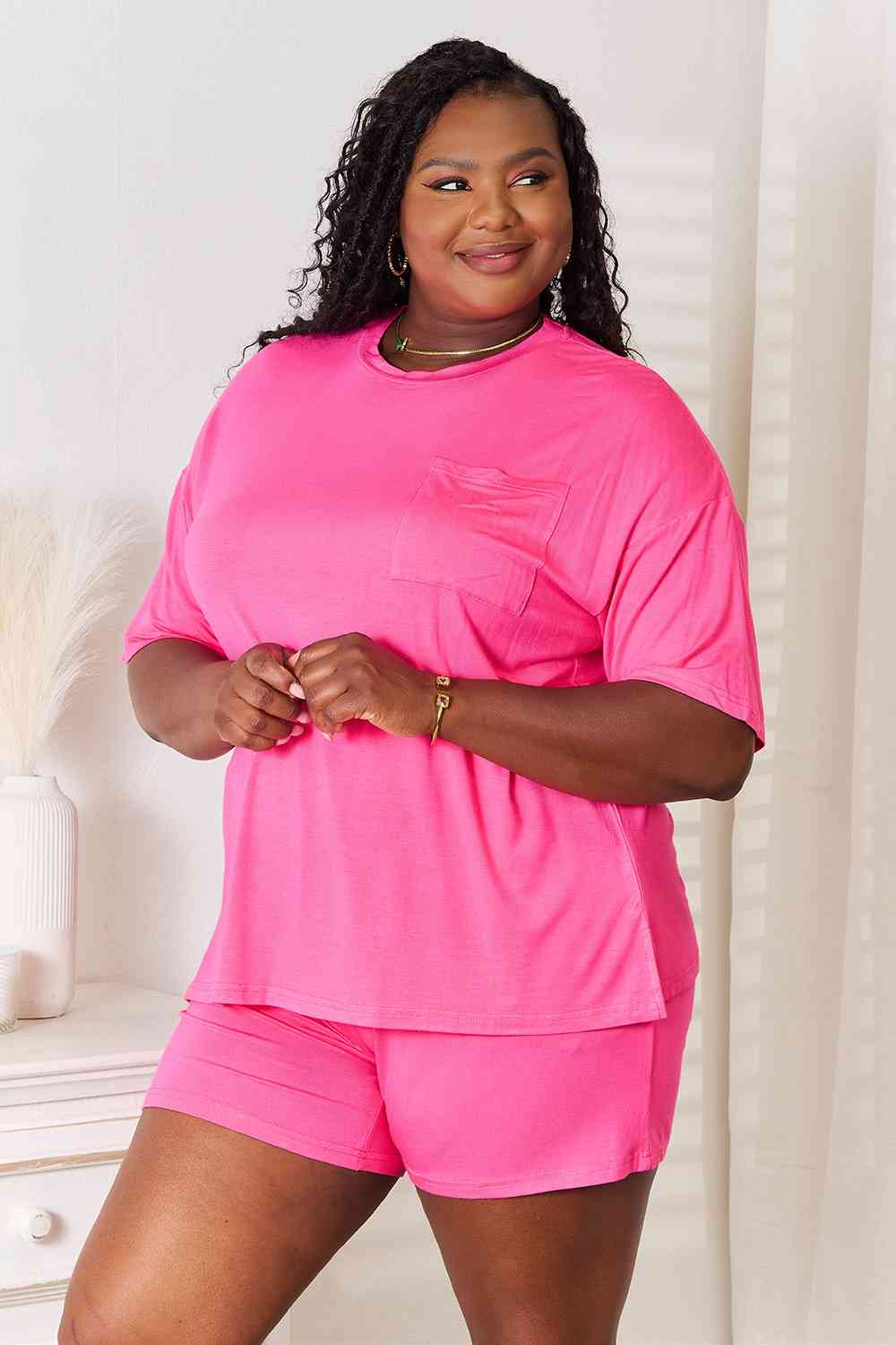 Basic Bae Full Size Soft Rayon Half Sleeve Top and Shorts Set - The Sapphire Star