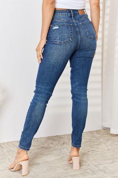 Judy Blue Full Size High Waist Distressed Slim Jeans - The Sapphire Star