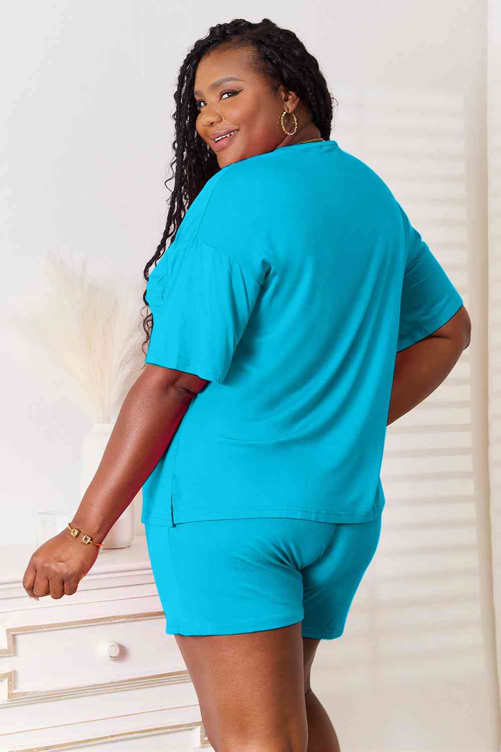 Basic Bae Full Size Soft Rayon Half Sleeve Top and Shorts Set - The Sapphire Star