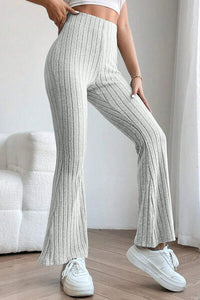 Basic Bae Full Size Ribbed High Waist Flare Pants - The Sapphire Star