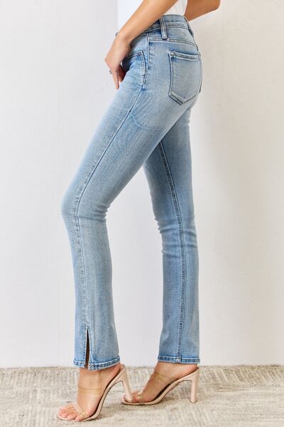 Kancan Full Size Mid Rise Y2K Slit Bootcut Jeans - The Sapphire Star