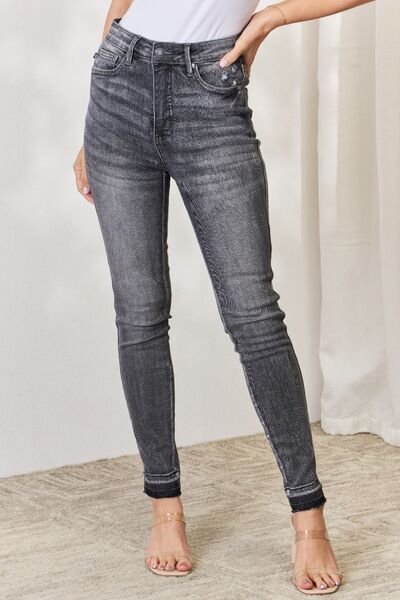 Judy Blue Full Size High Waist Tummy Control Release Hem Skinny Jeans - The Sapphire Star