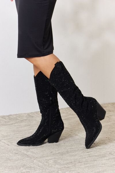 Forever Link Rhinestone Knee High Cowboy Boots - The Sapphire Star